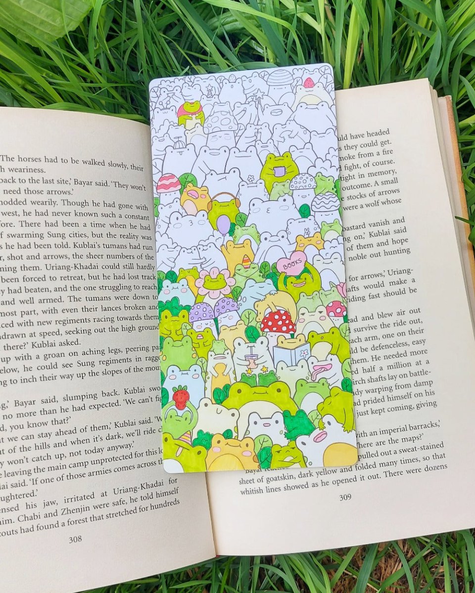 Jumbo Colouring Bookmark - 80 frogs - Paperfrog - bookmarks