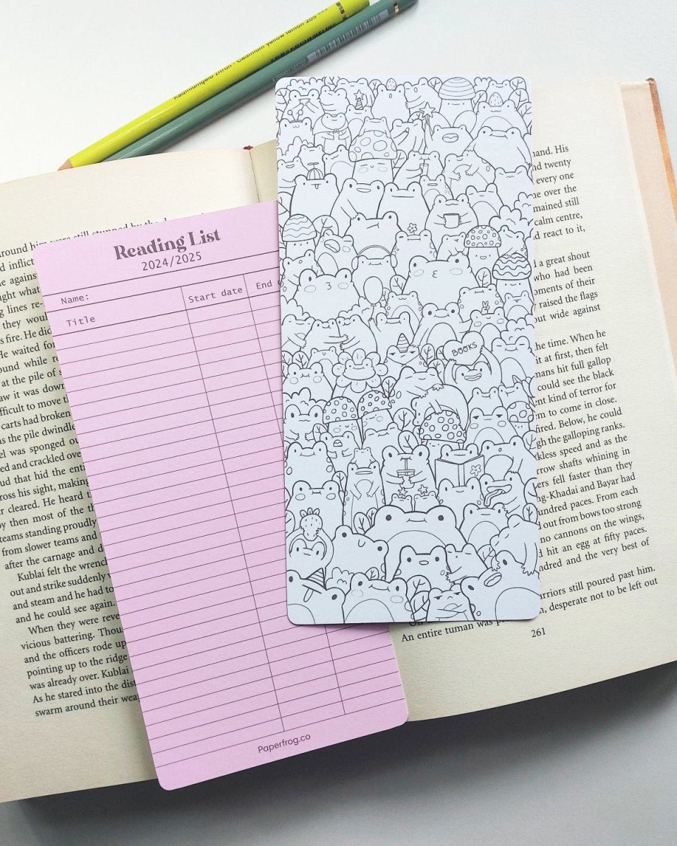 Jumbo Colouring Bookmark - 80 frogs - Paperfrog - bookmarks