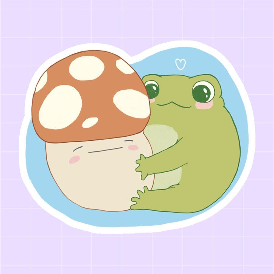 Cute frog and mushroom vinyl sticker