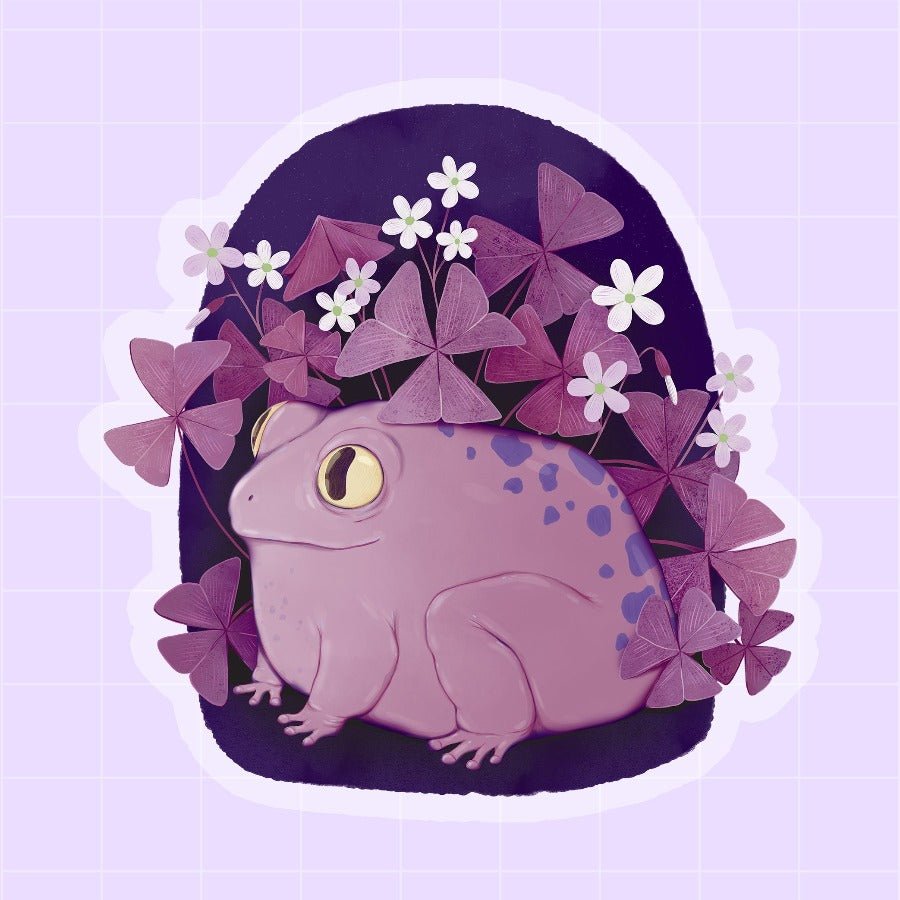 oxalis plant sticker, floral sticker, frogs sticker, beautiful vinyl stickers, planner stickers, waterproof stickers, frog gifts, frogs, cute stationery