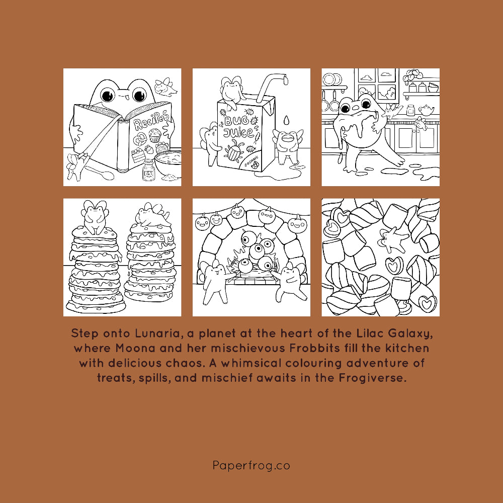 Moona's Cosy Kitchen: Whimsical treats & Mischievous Frobbits Colouring Book