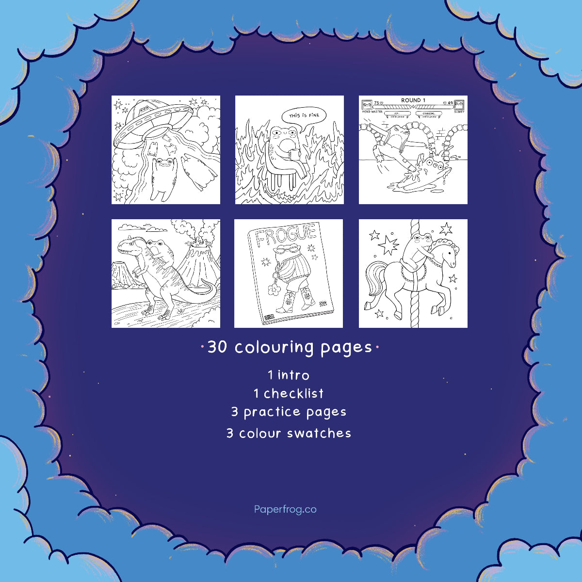 The Frogiverse – Printable Digital Colouring Book (PDF Download)
