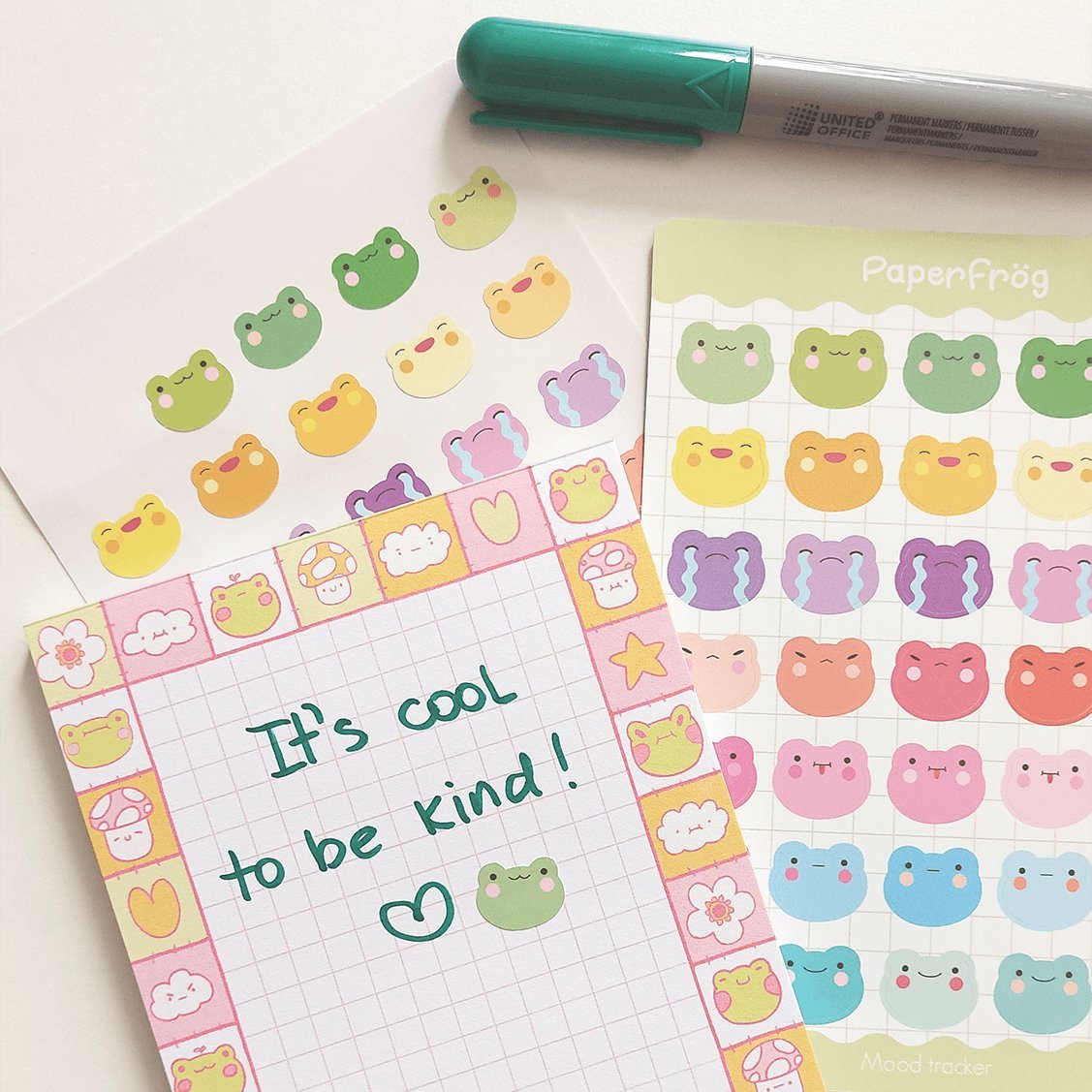 "Colourful Frogs" Mood Tracker / Planner stickers sheet - Paperfrog - Stickers