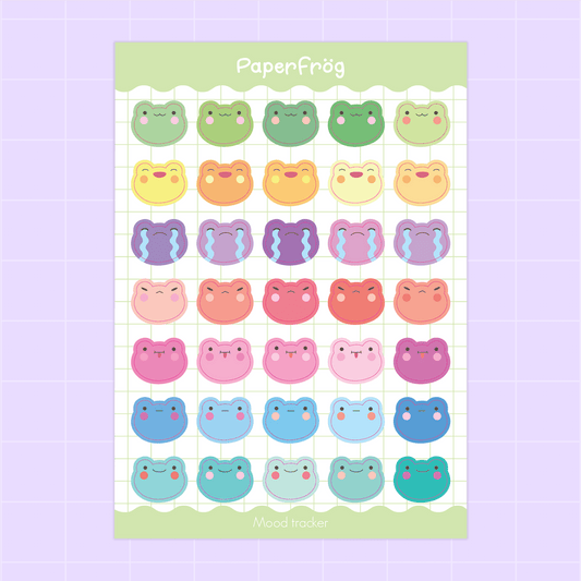 "Colourful Frogs" Mood Tracker / Planner stickers sheet - Paperfrog - Stickers