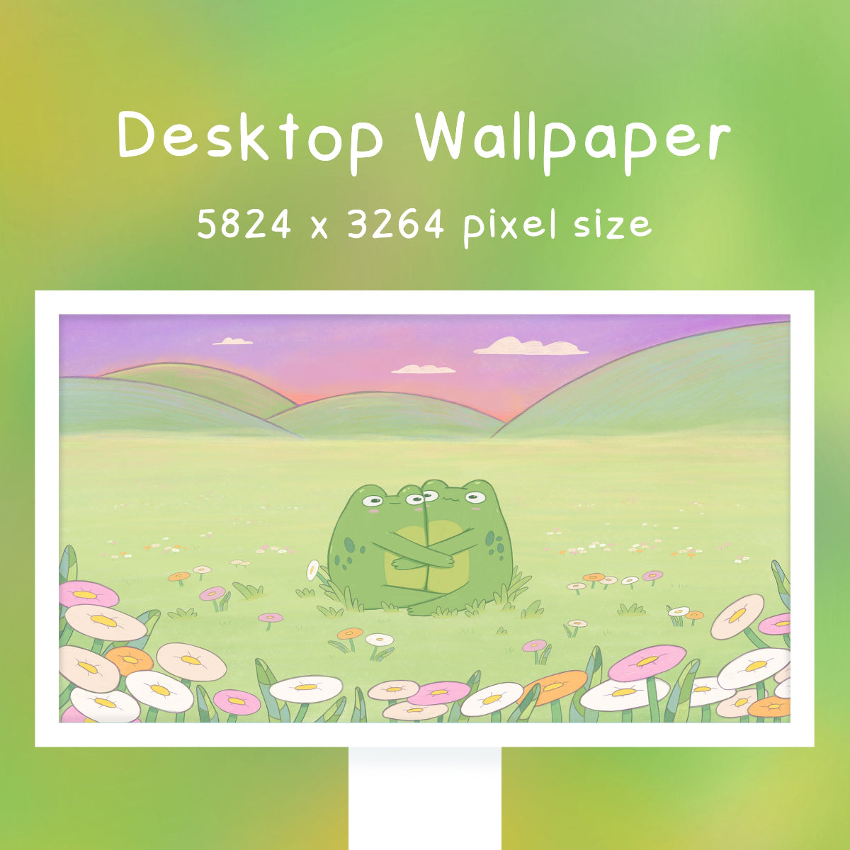 Aesthetic Desktop 5k Wallpaper: Cozy Floral Spring Cottage Core Froggies