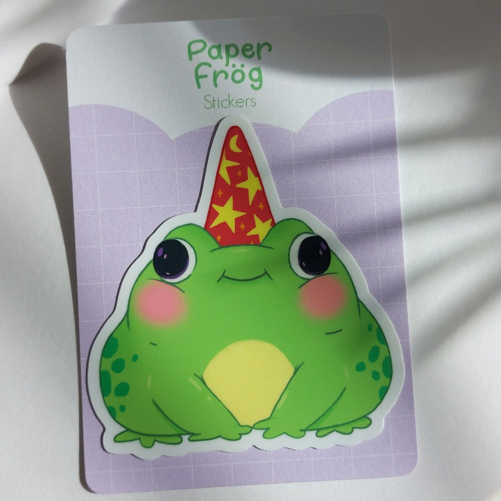 magical frogs, die cut stickers, froggy sticker, frog wizard, waterproof sticker,wizard sticker, chonky frog, magic chonky frog