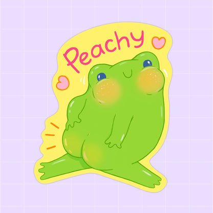 "Peachy Frog" glossy sticker - Paperfrog - Stickers