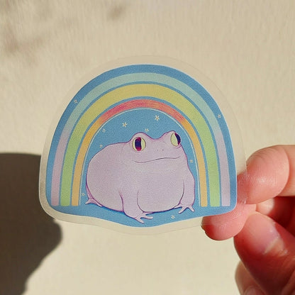 "Rainbow Frog" clear matte sticker - Paperfrog - Stickers