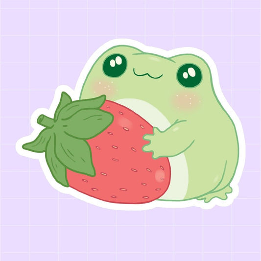 "Strawberry Frog" matte sticker - Paperfrog - Stickers