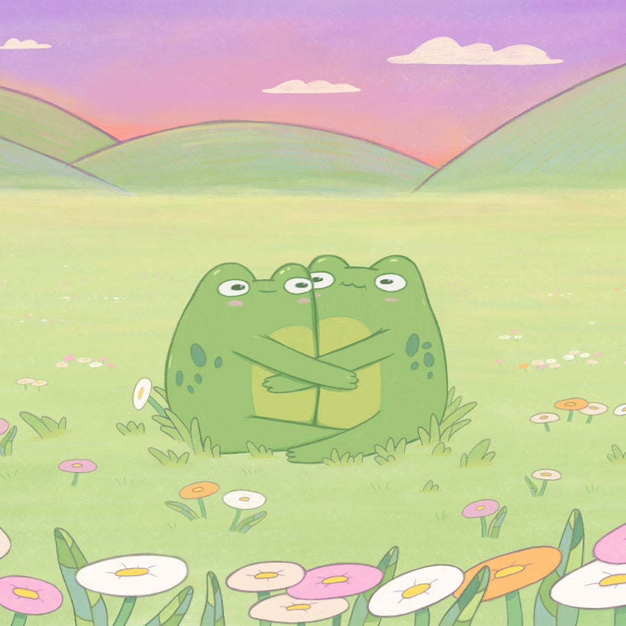 Aesthetic Desktop 5k Wallpaper: Cozy Floral Spring Cottage Core Froggies
