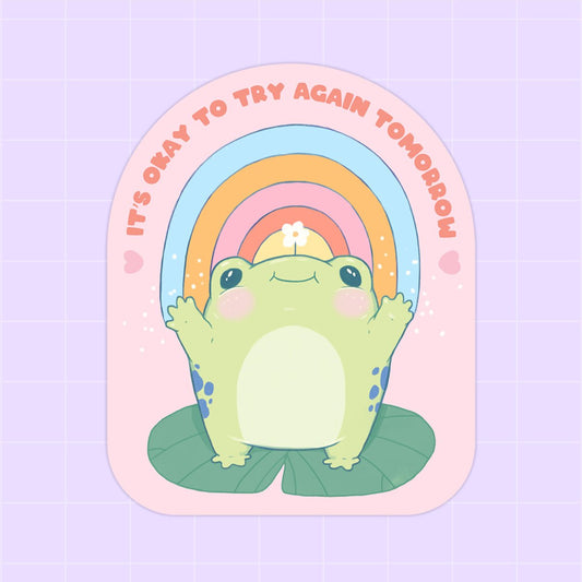 "Try again tomorrow" glitter/ holographic sparkle sticker - Paperfrog - Stickers