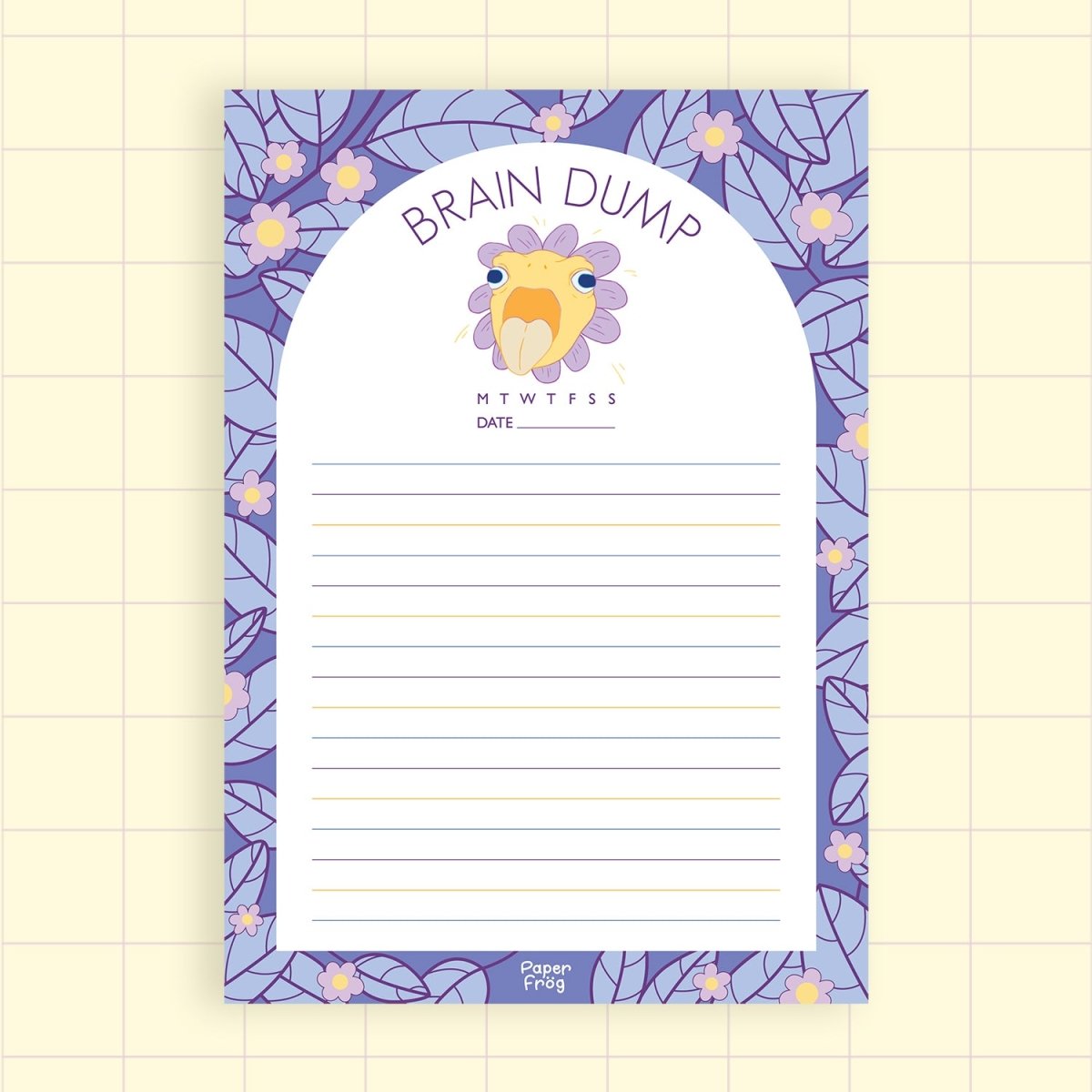 A5 Notepad Brain Dump, best notepad, desk notepad, productivity notepad, frog art, colourful stationery, quality stationery