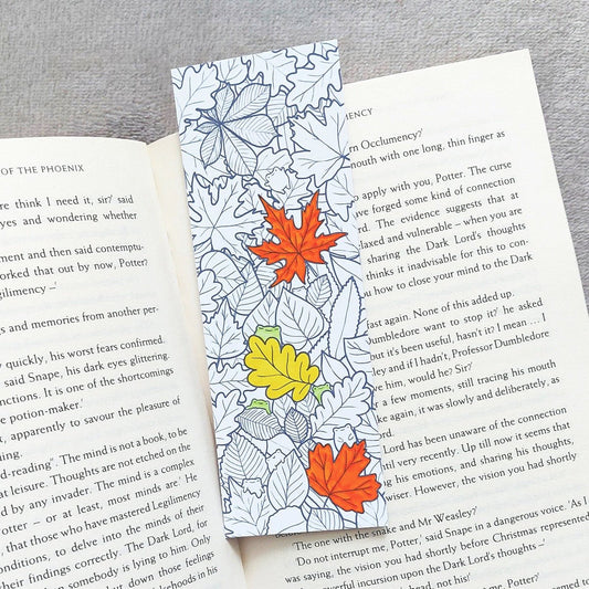 Autumn Colouring Bookmark, reading tracker bookmark, cute frogs, 