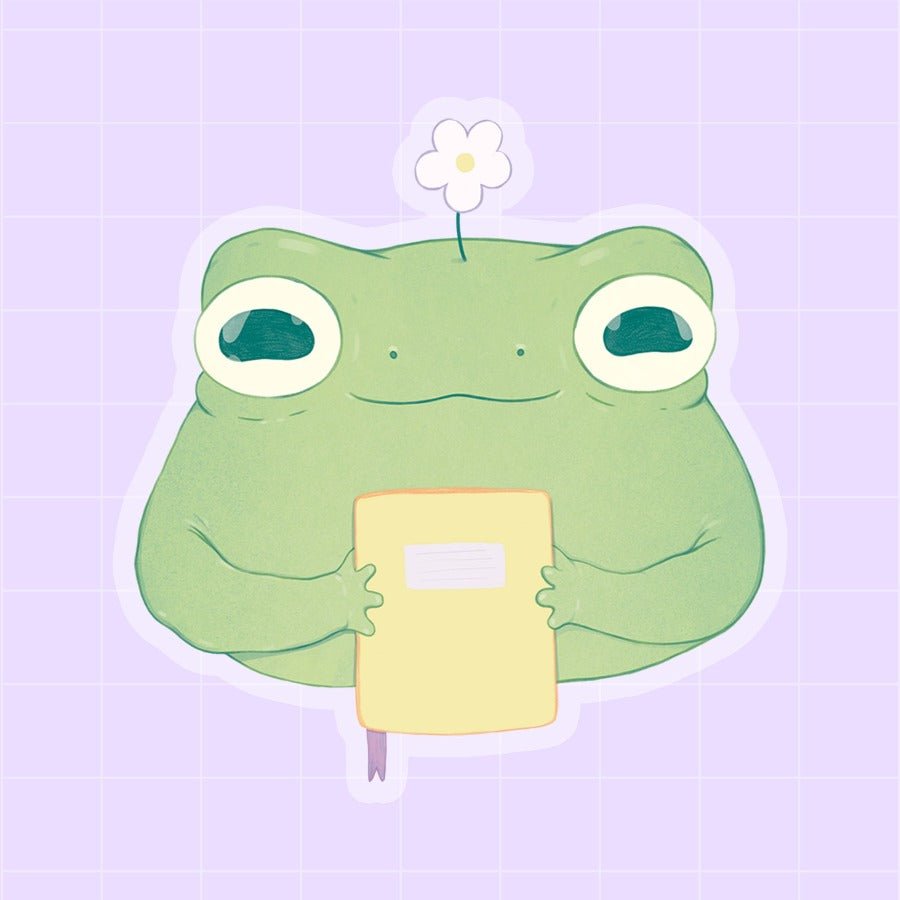 "Booklover Frog" clear matte sticker - Paperfrog - Stickers
