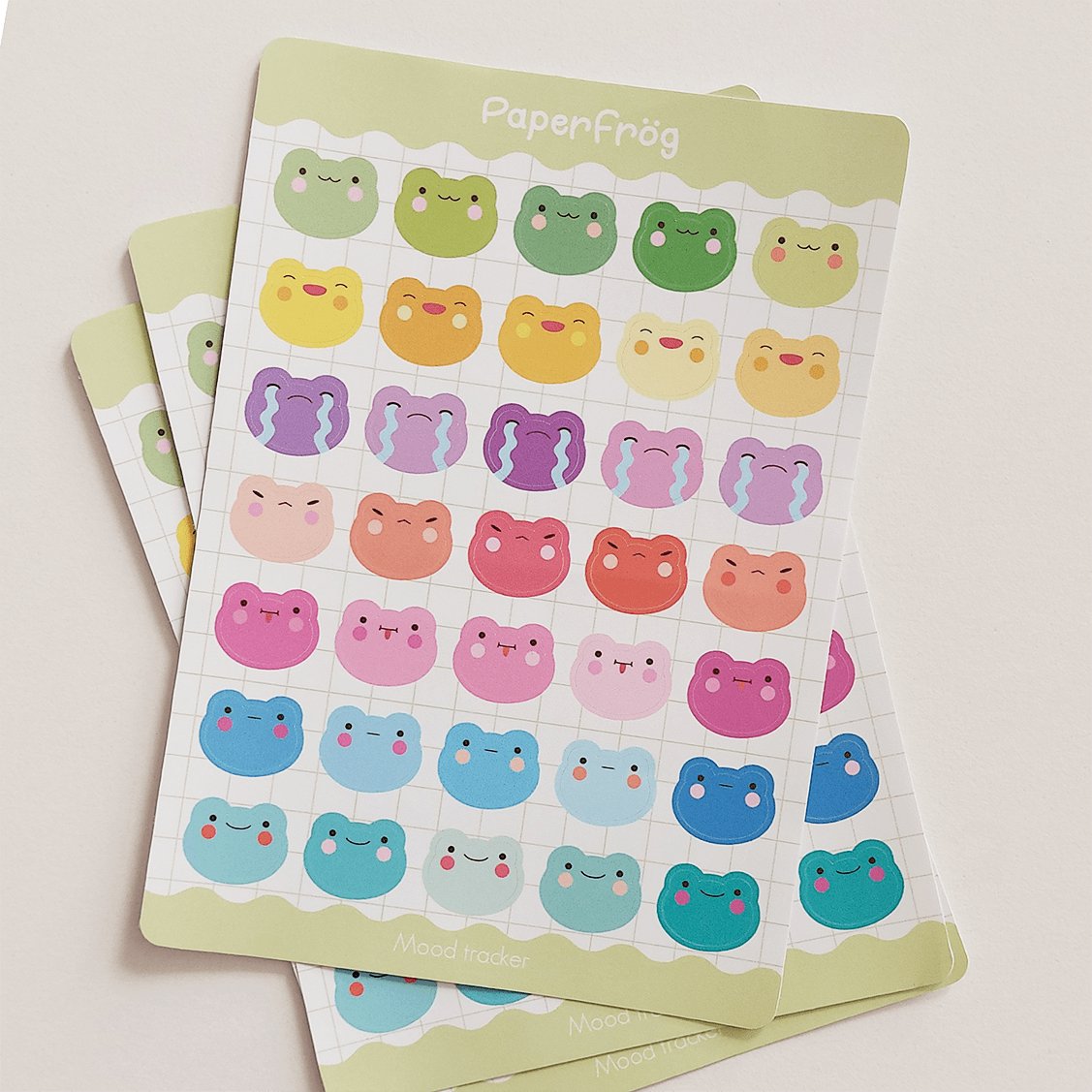 "Colourful Frogs" Mood Tracker Sticker Sheet - Paperfrog - Stickers
