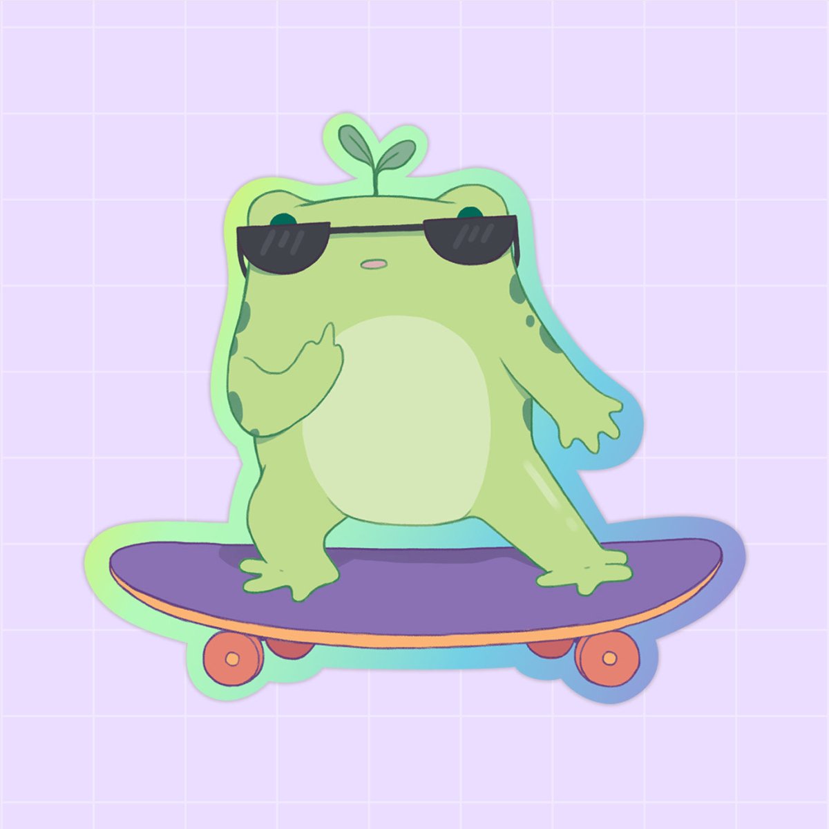 holographic sticker, die cut sticker, frogs, skater sticker, new stationery shop, cute stationery, quality stationery, sticker for sale, too cool for school, fun merch, fun stationery, unique art shop, 