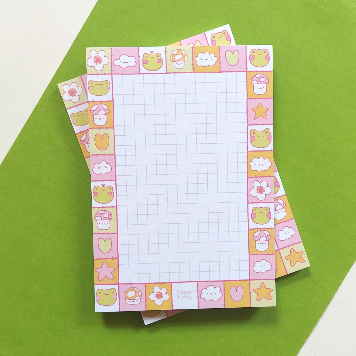 Cute and colourful Frog & Mushroom Memo notepad by Paperfrog