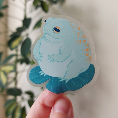 "Mr Chonk Frog" clear matte sticker , funny froggo, frog face, colourful sticker, toad, frog art