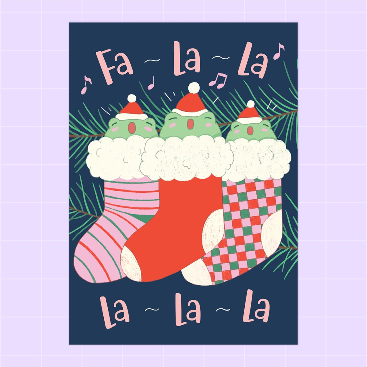 Falalalala Singing Frogs A6 Greeting Card - Paperfrog - Greeting Card