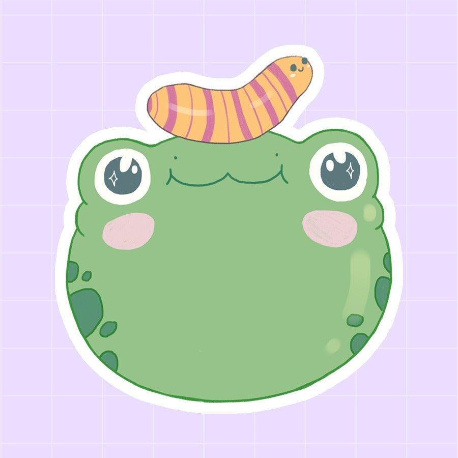 "Frog and Wormie" matte sticker - Paperfrog -