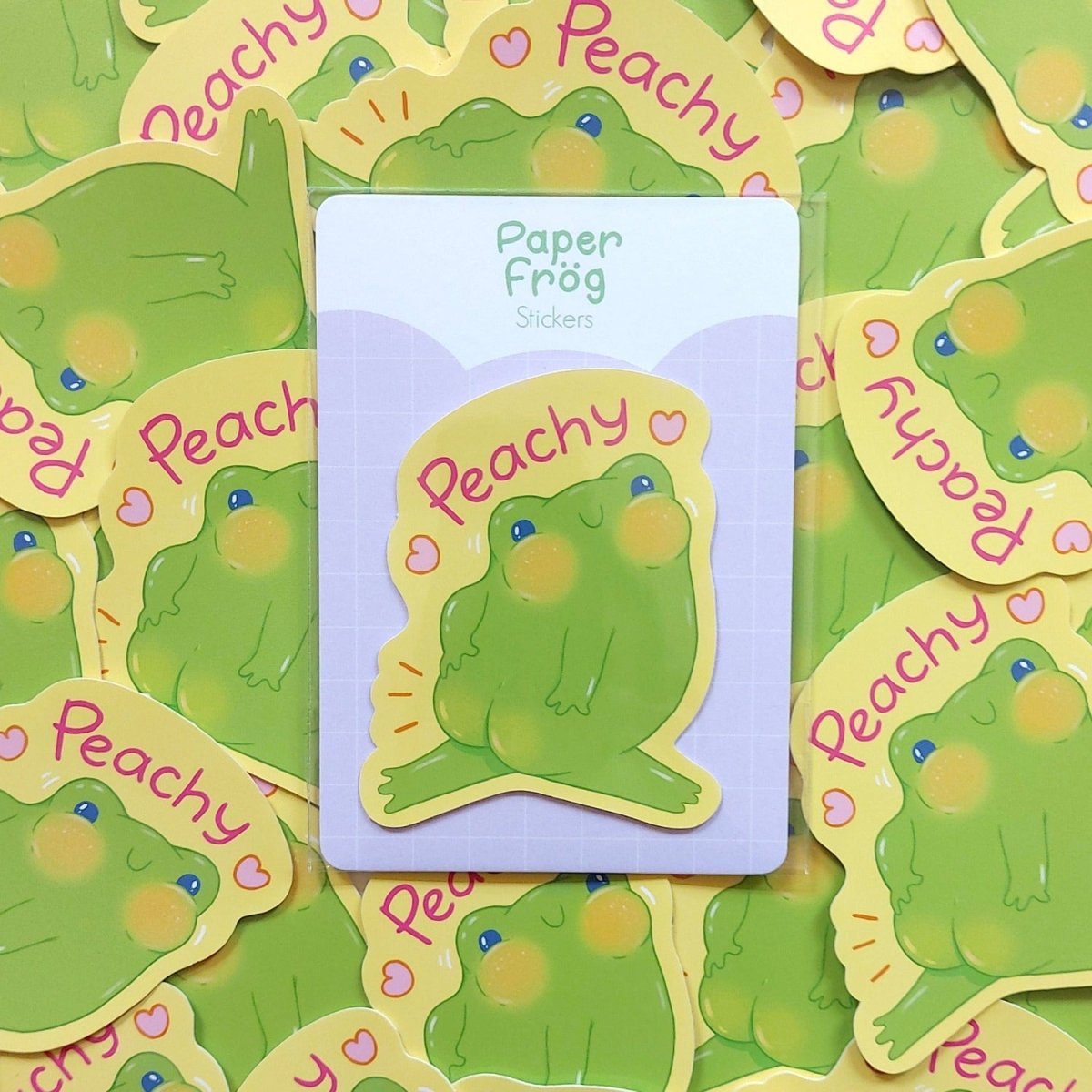 "Peachy Frog" glossy sticker - Paperfrog - Stickers