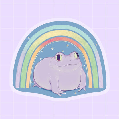 "Rainbow Frog" clear matte sticker - Paperfrog - Stickers