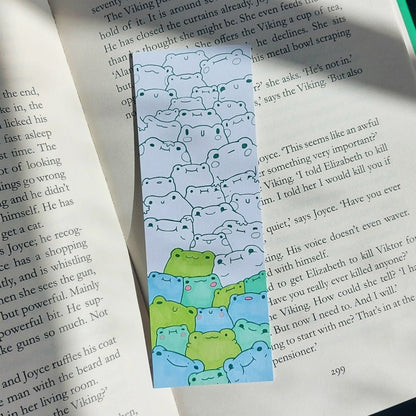reading tracker bookmark, cute frogs, colouring bookmark