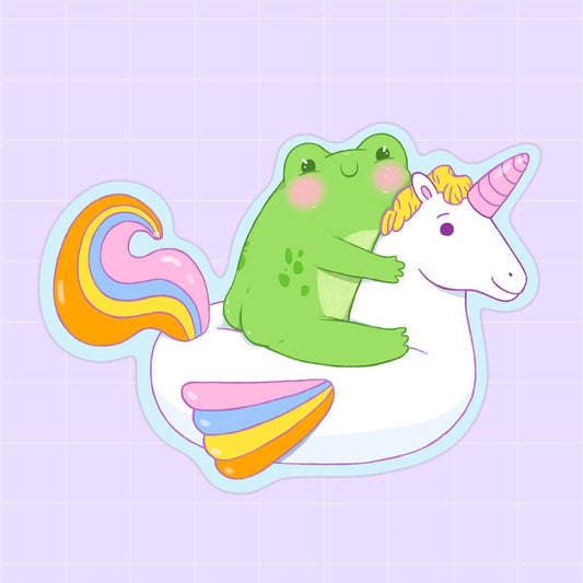 unicorn, froggy, colourful art, frog stickers, cute stationery shop, new stationery shop, man i love frogs, summertime, summer sticker, vinyl sticker, cute frogs art, aesthetic frog stickers, cartoon frog stickers