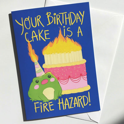 funny birthday card, greeting cards uk, funny cards, funny frog, frogs, quality stationery, a5 cards, frog art